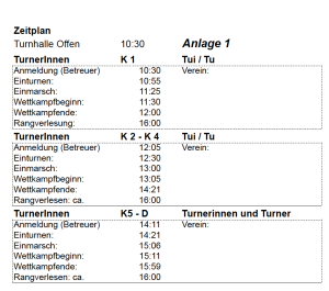 Zeitplan Interne 2016